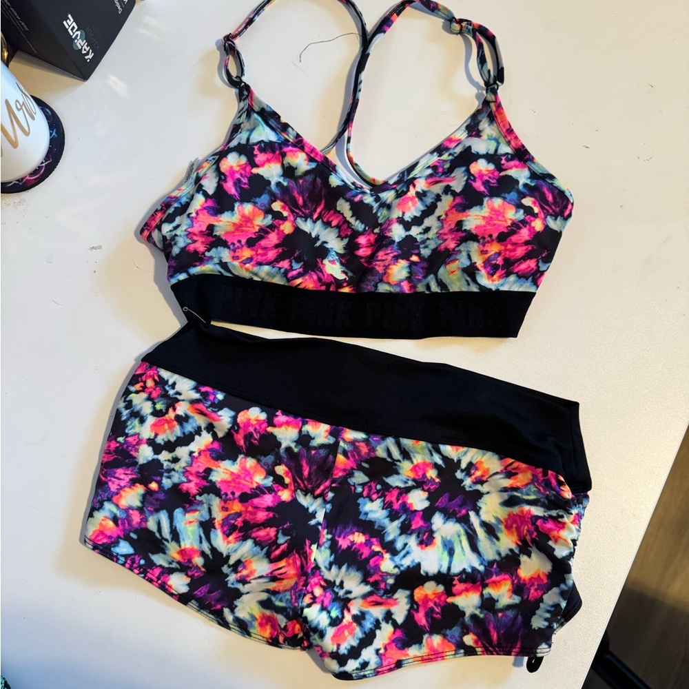 Tie dye gym to swim pink brand bikini